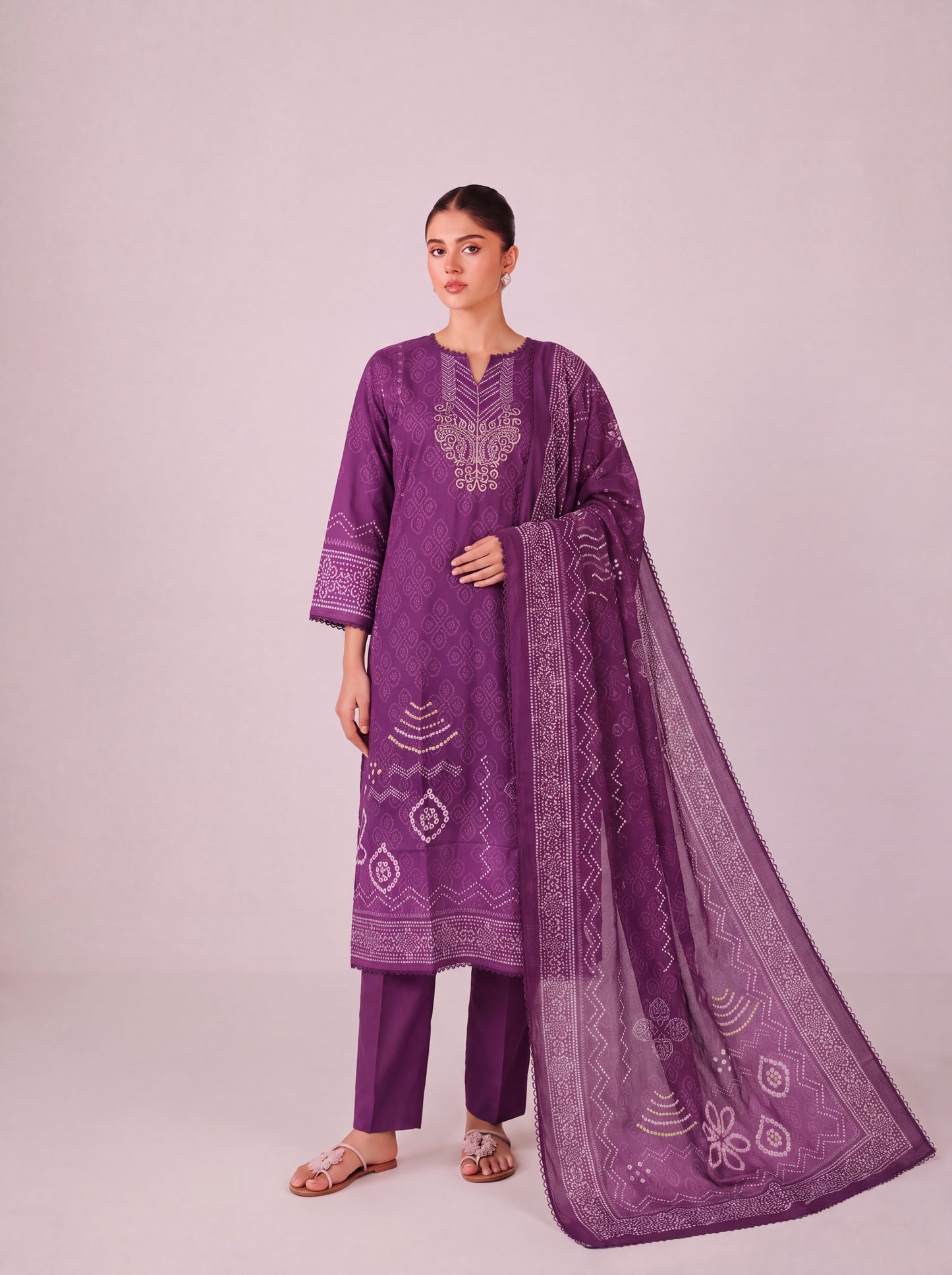Mehr - Royal Purple Cotton Cambric Kurta Set