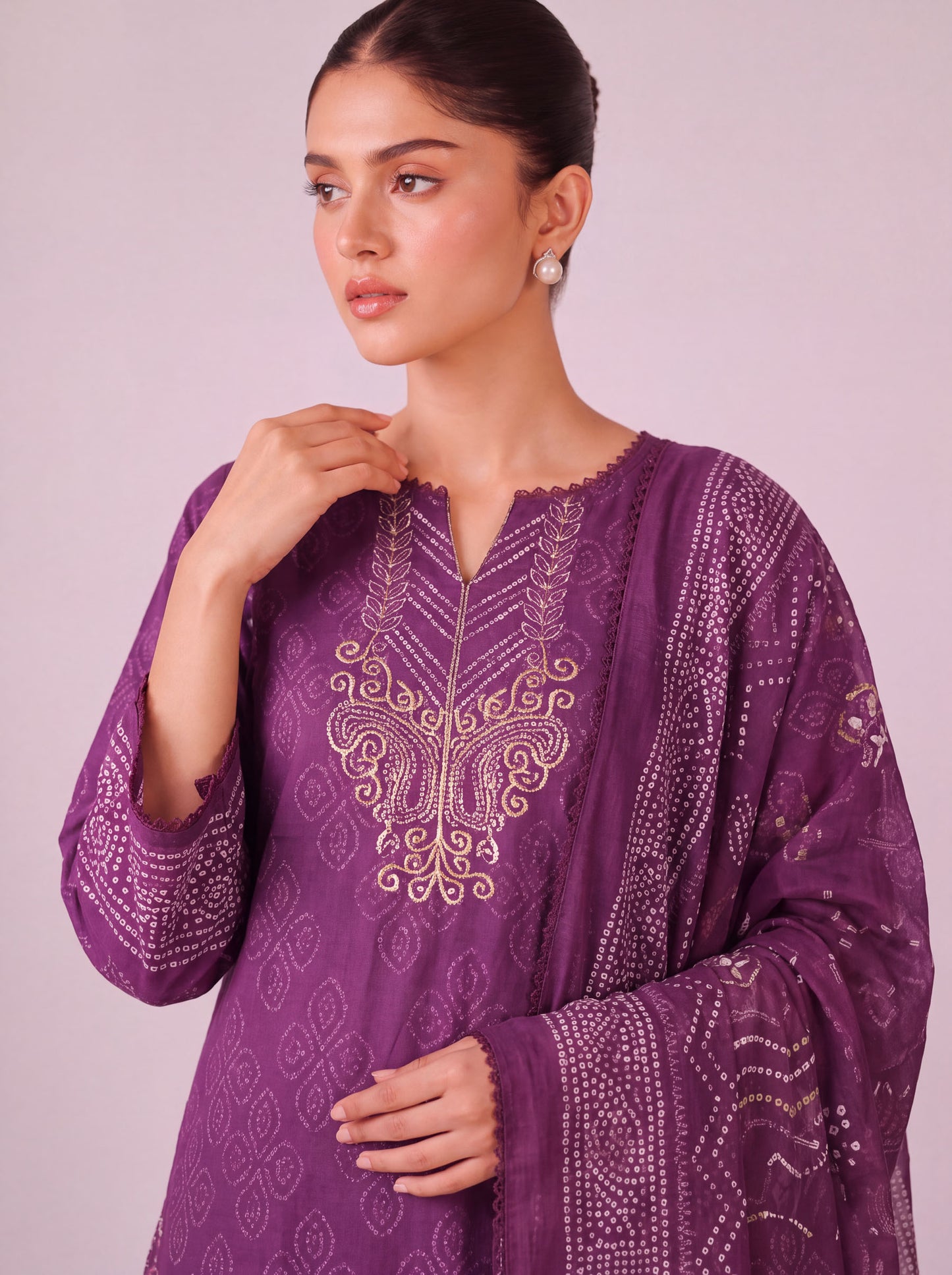Mehr - Royal Purple Cotton Cambric Kurta Set