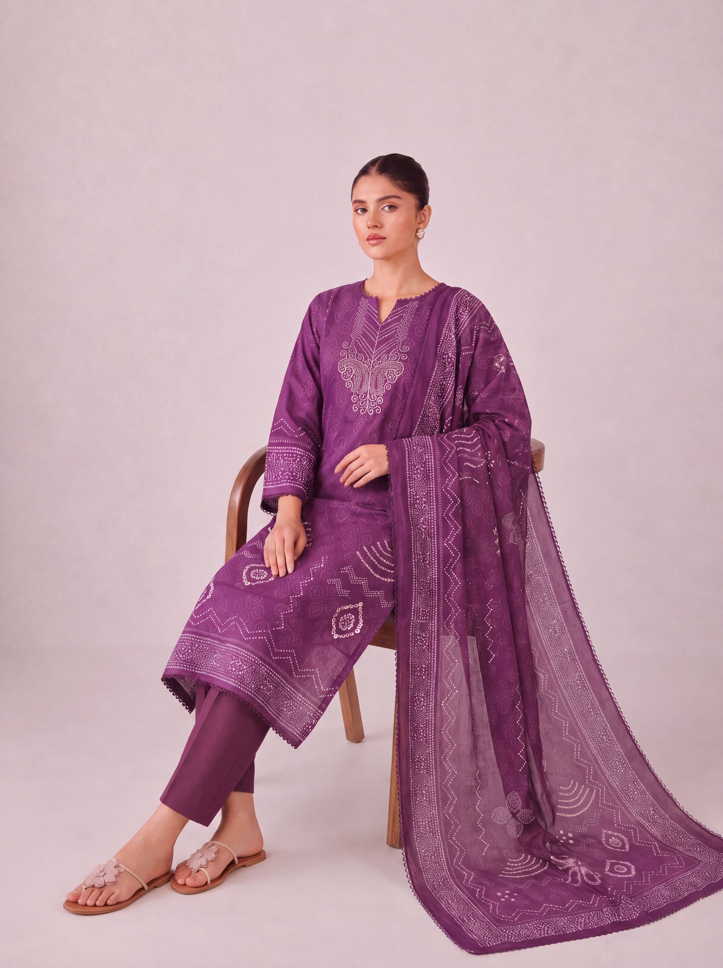 Mehr - Royal Purple Cotton Cambric Kurta Set