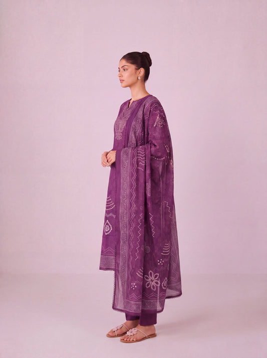 Mehr - Royal Purple Cotton Cambric Kurta Set
