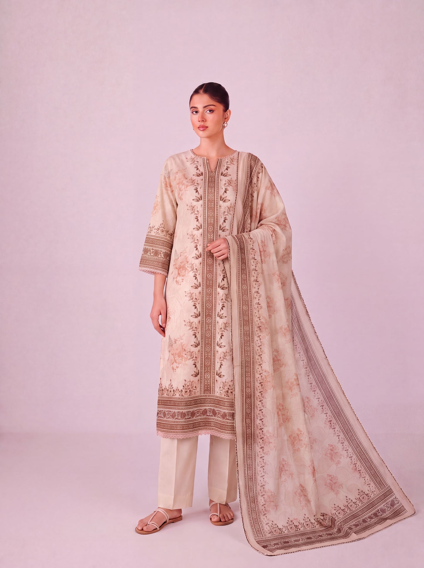 Mehr - Soft Peach Cotton Cambric Kurta Set