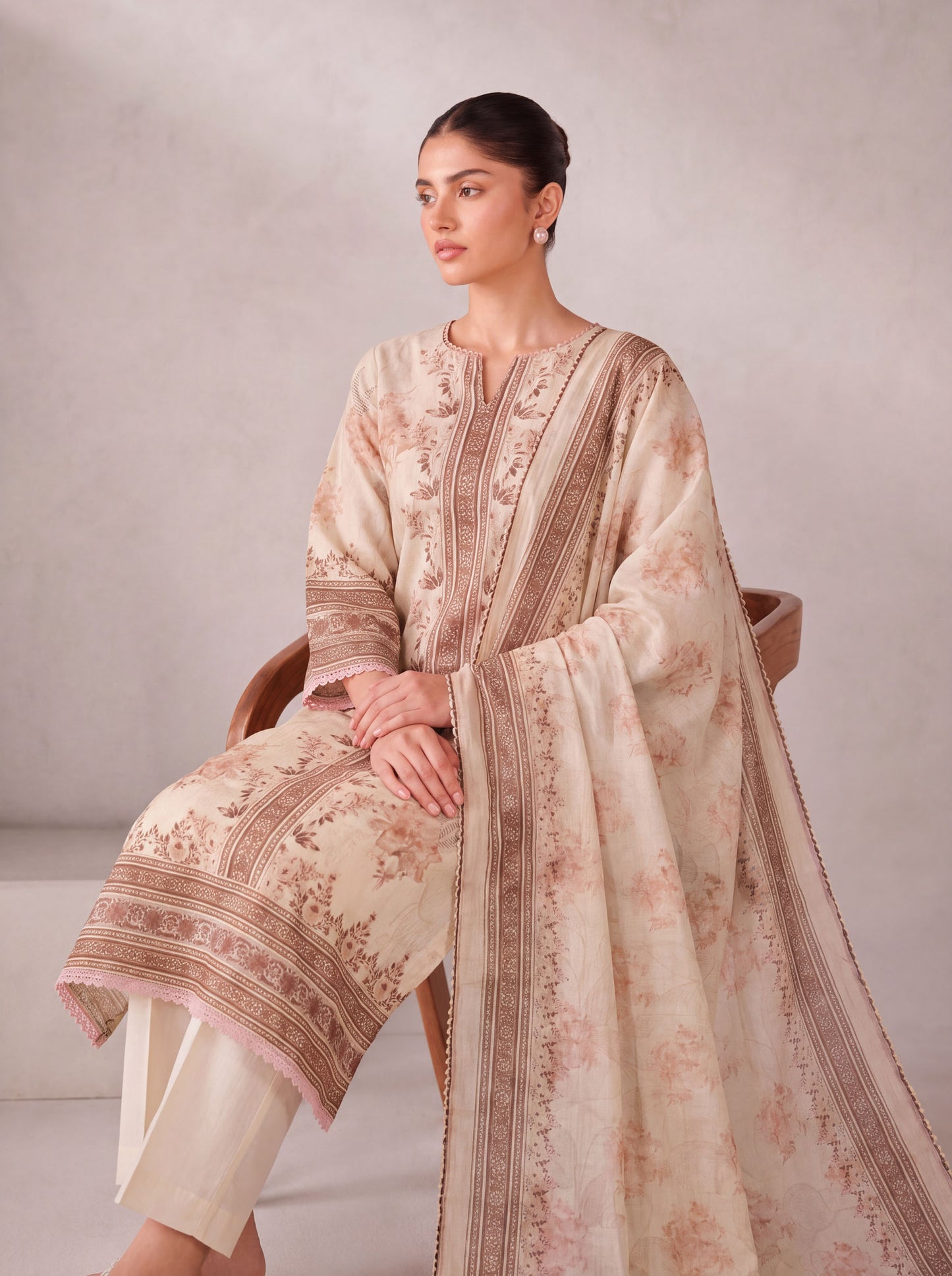 Mehr - Soft Peach Cotton Cambric Kurta Set