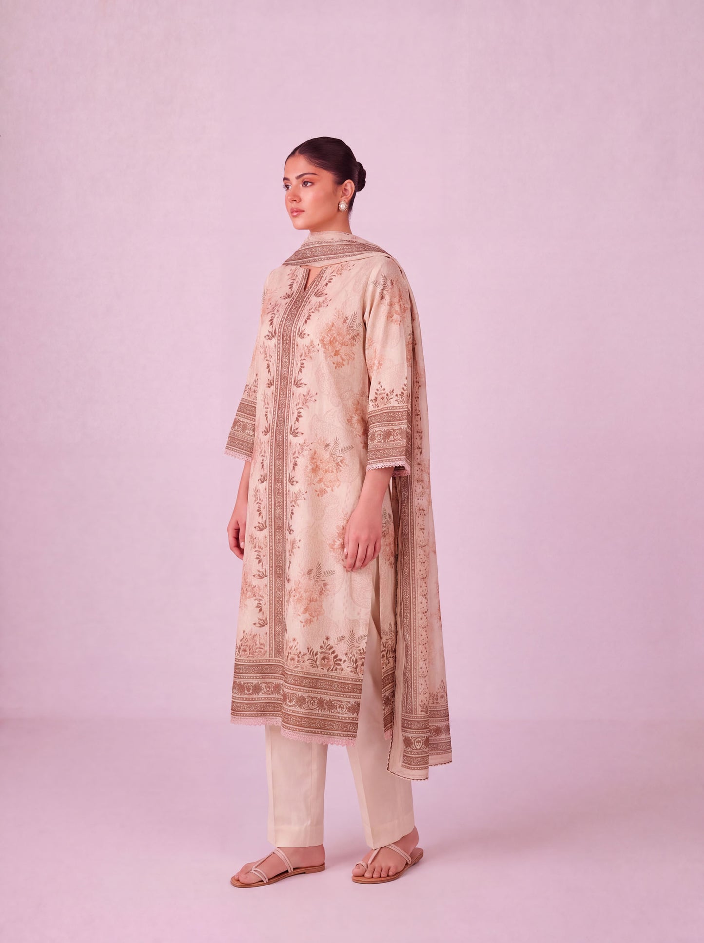 Mehr - Soft Peach Cotton Cambric Kurta Set