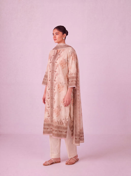 Mehr - Soft Peach Cotton Cambric Kurta Set