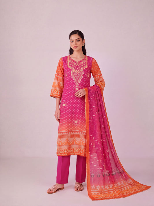 Mehr - Hot Pink Cotton Cambric Kurta Set