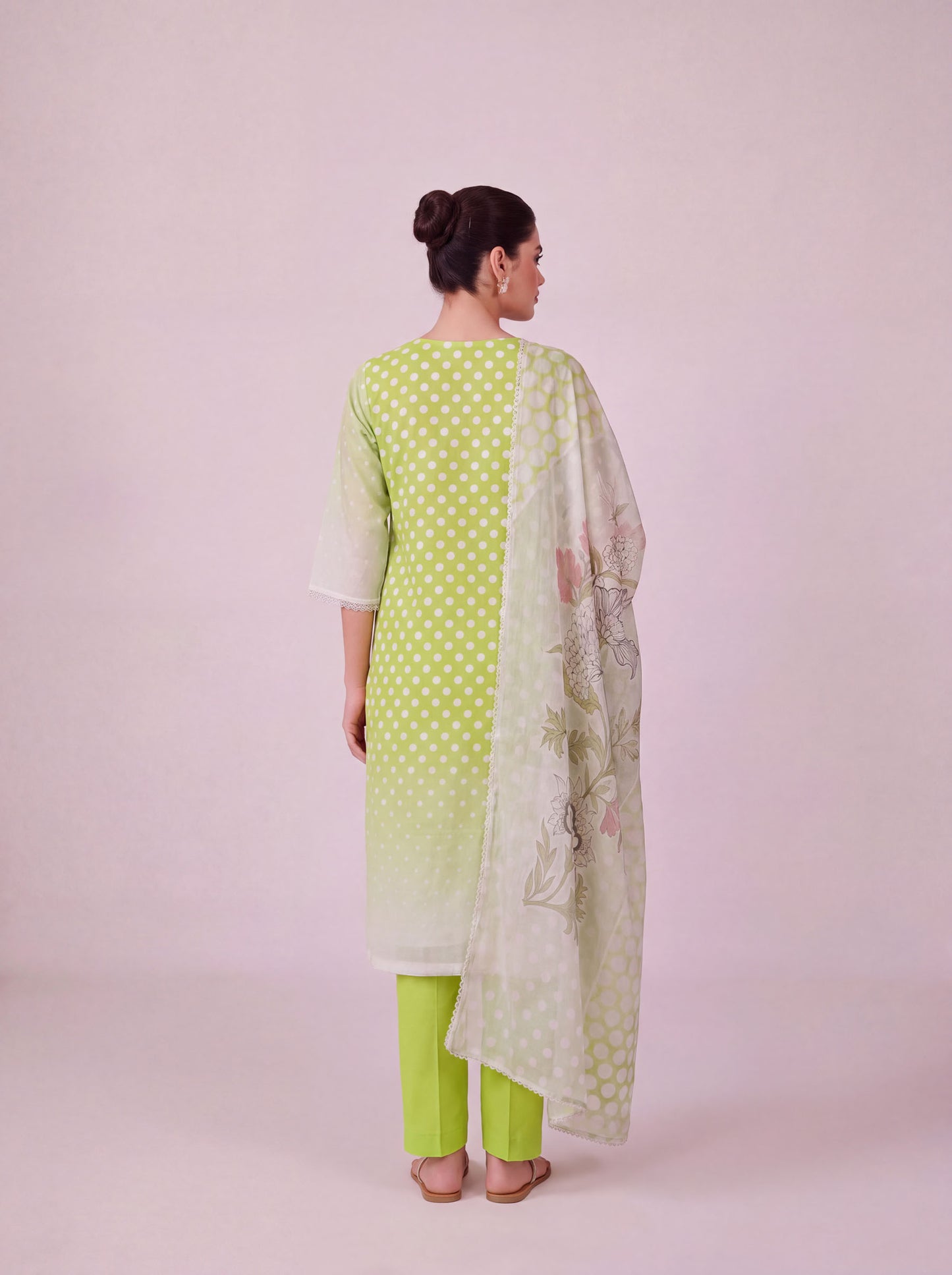 Pankhuri - Pea Green Cotton Cambric Kurta Set