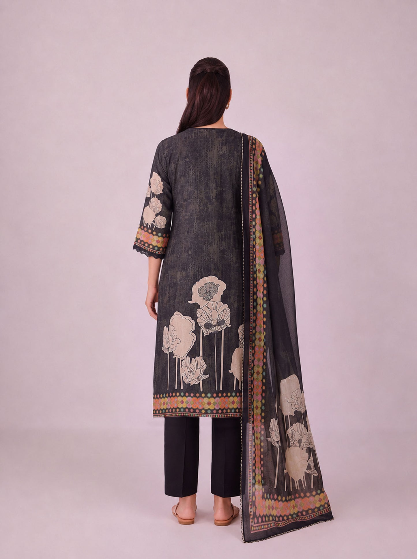 Kaya - Iron Black Cotton Cambric Kurta Set