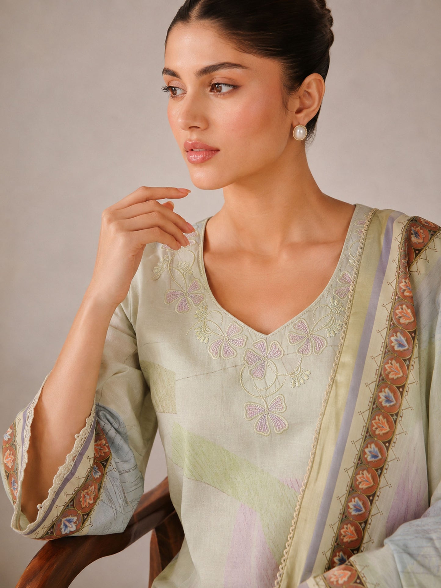Pankhuri - Pastel Yellow Cotton Cambric Kurta Set