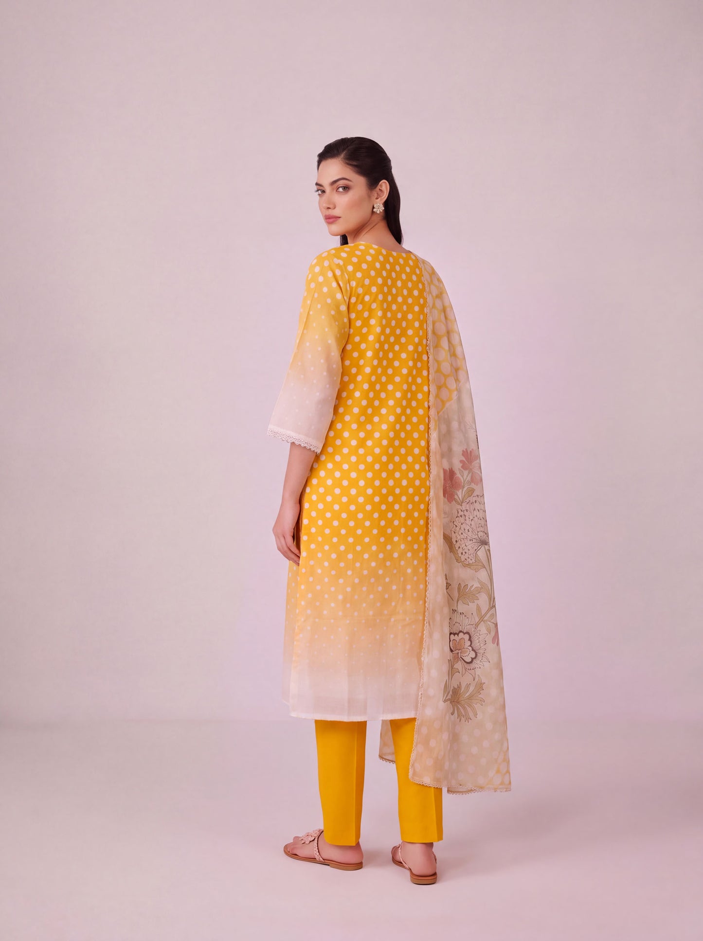 Pankhuri - Bright Yellow Cotton Cambric Kurta Set