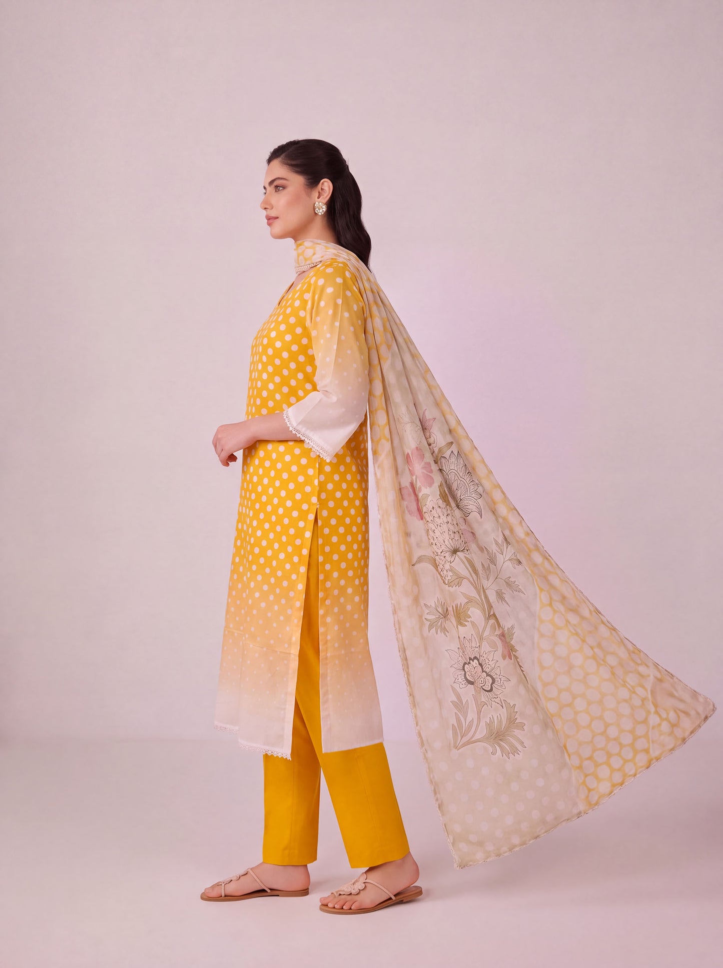 Pankhuri - Bright Yellow Cotton Cambric Kurta Set