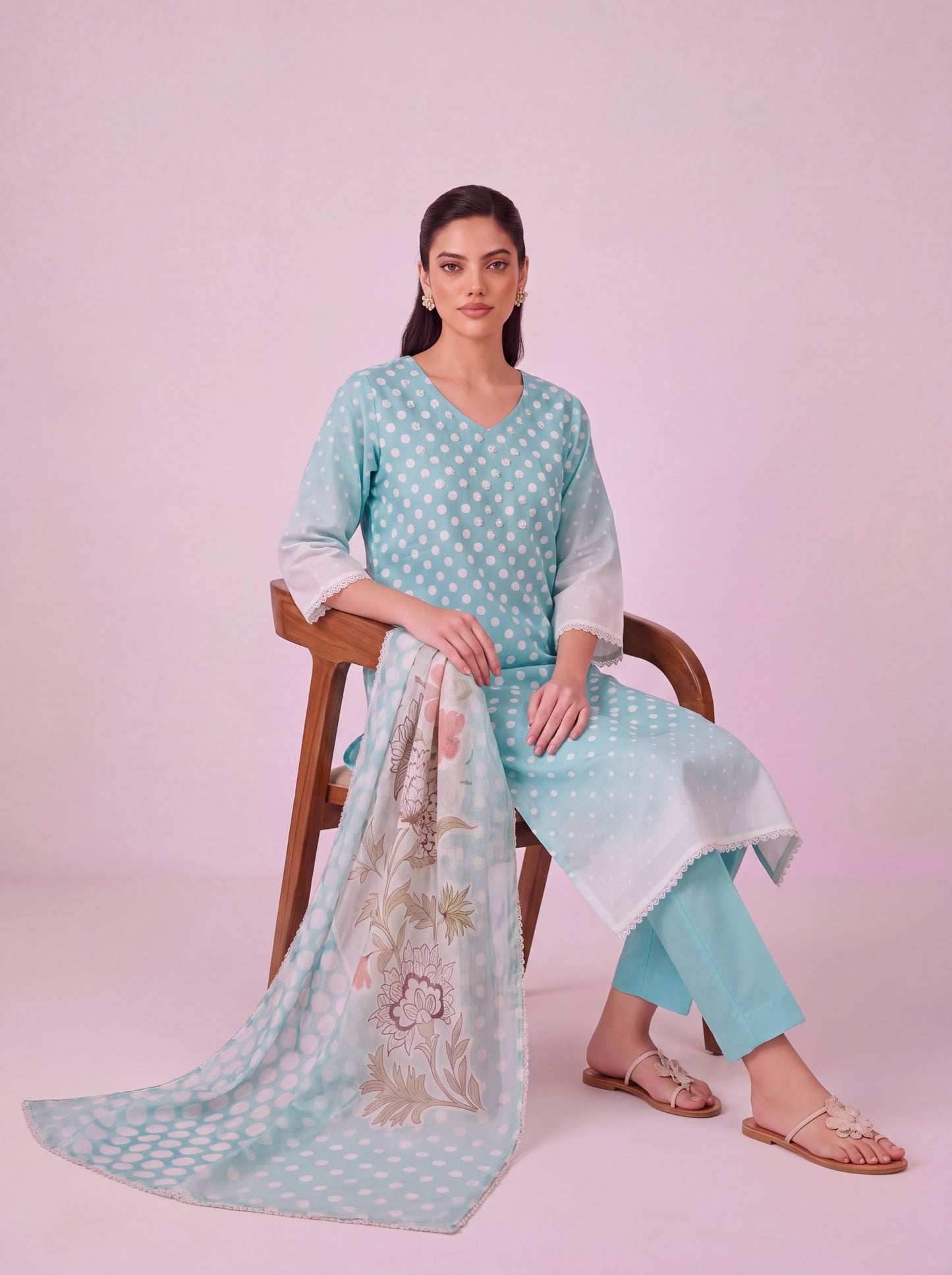 Pankhuri - Pale Blue Cotton Cambric Kurta Set