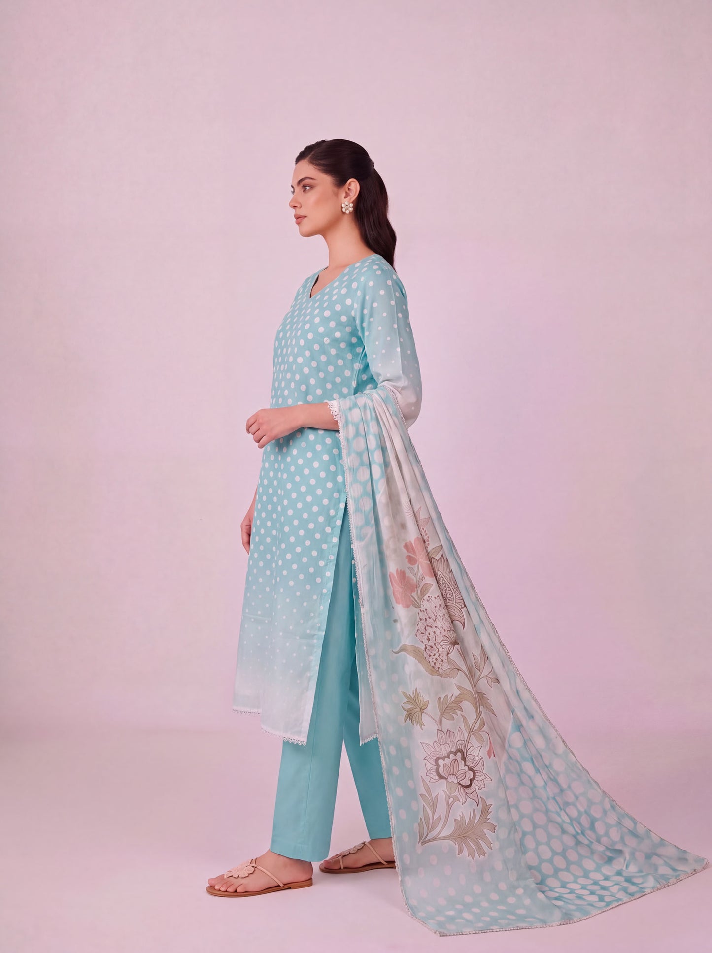 Pankhuri - Pale Blue Cotton Cambric Kurta Set