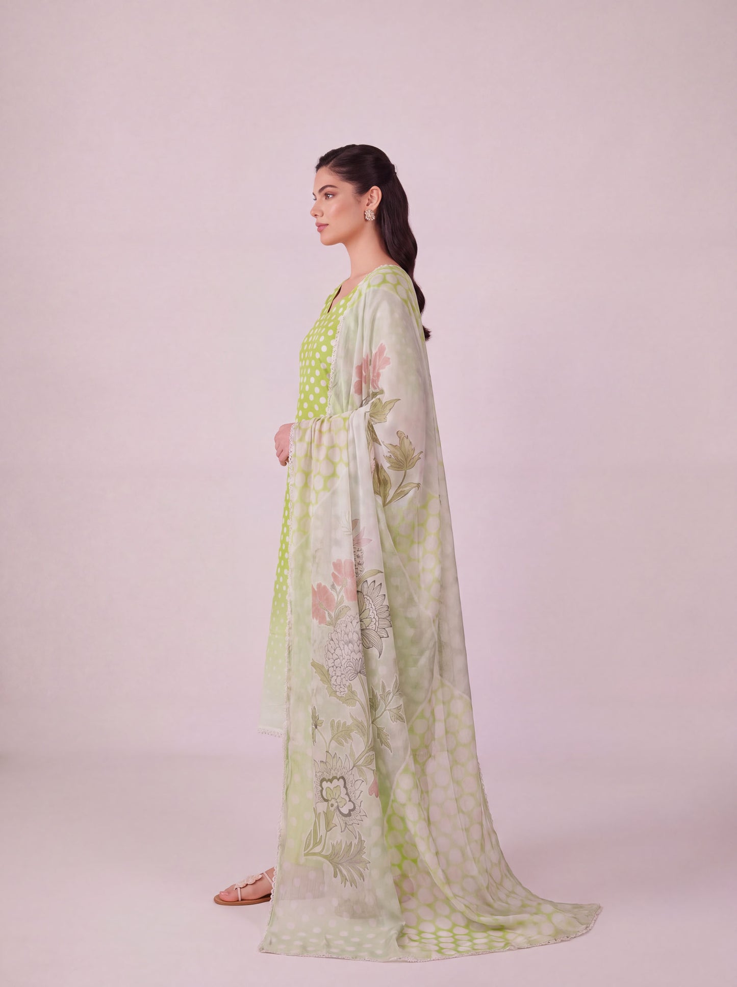Pankhuri - Pea Green Cotton Cambric Kurta Set